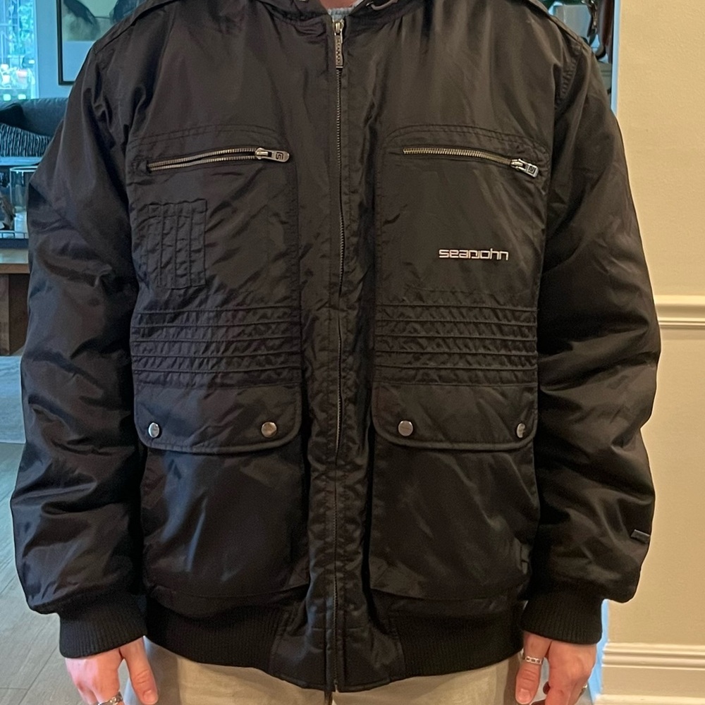 Sean John Black Puffer Jacket with Quilted Texture Size 3XL